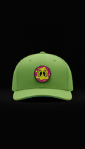 Neon Green Snapback Hat With Mascot Pin