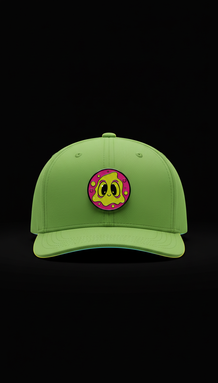 Neon Green Snapback Hat With Mascot Pin