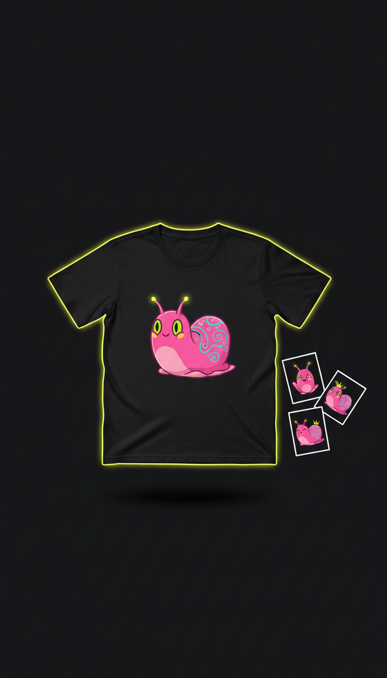 Glow Pink Slug Mascot T-Shirt